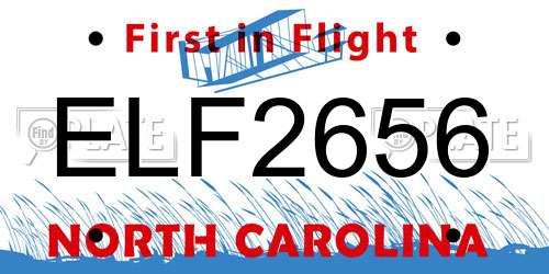 ELF2656 North Carolina License Plate