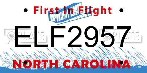 ELF2957 North Carolina License Plate
