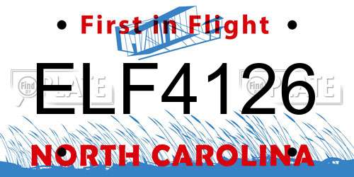 ELF4126 North Carolina License Plate