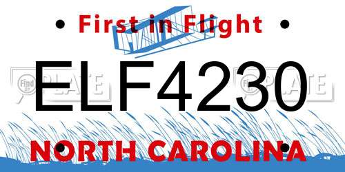 ELF4230 North Carolina License Plate