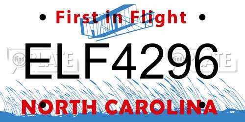 ELF4296 North Carolina License Plate