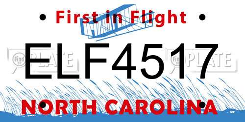ELF4517 North Carolina License Plate