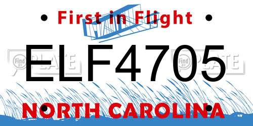 ELF4705 North Carolina License Plate