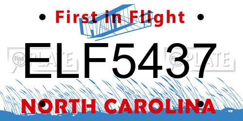 ELF5437 North Carolina License Plate