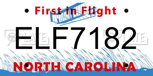 ELF7182 North Carolina License Plate