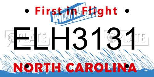 ELH3131 North Carolina License Plate