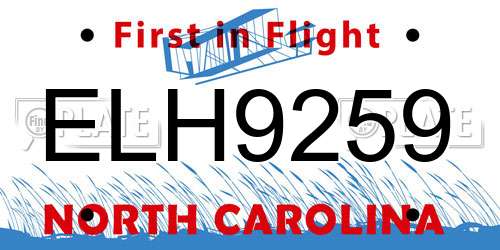ELH9259 North Carolina License Plate