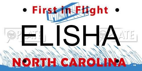 ELISHA North Carolina License Plate