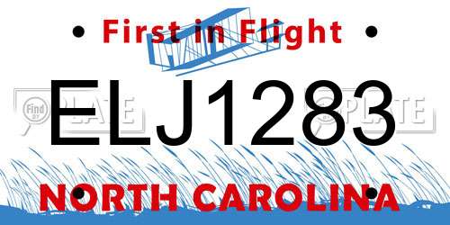 ELJ1283 North Carolina License Plate