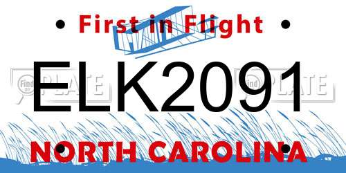 ELK2091 North Carolina License Plate