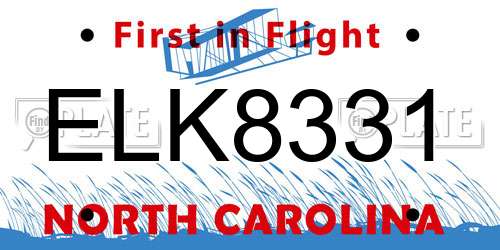 ELK8331 North Carolina License Plate