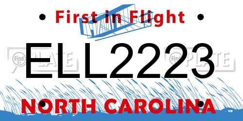 ELL2223 North Carolina License Plate