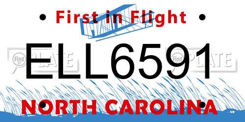 ELL6591 North Carolina License Plate