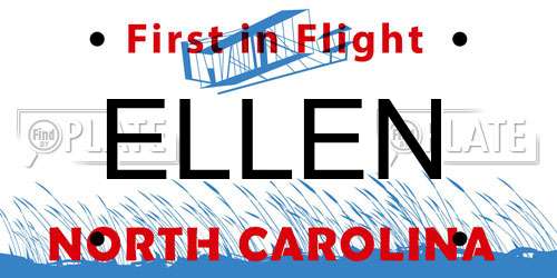 ELLEN North Carolina License Plate