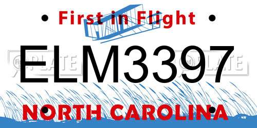 ELM3397 North Carolina License Plate