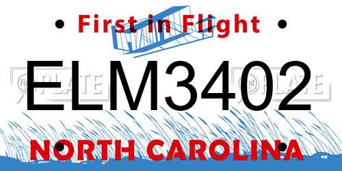 ELM3402 North Carolina License Plate