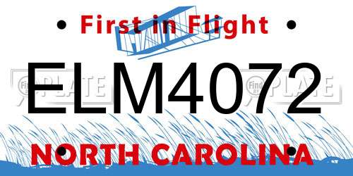 ELM4072 North Carolina License Plate