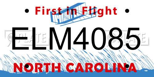 ELM4085 North Carolina License Plate