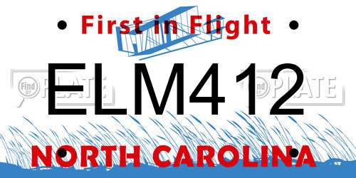 ELM412 North Carolina License Plate