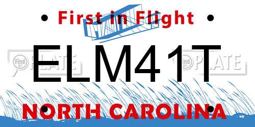 ELM41T North Carolina License Plate
