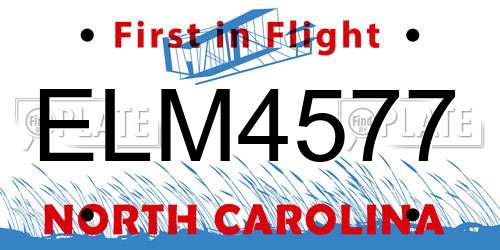 ELM4577 North Carolina License Plate