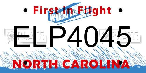 ELP4045 North Carolina License Plate