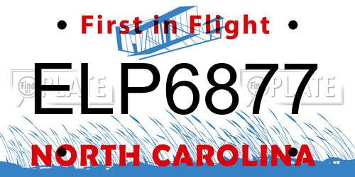 ELP6877 North Carolina License Plate