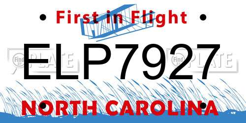 ELP7927 North Carolina License Plate