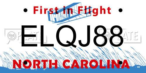ELQJ88 North Carolina License Plate