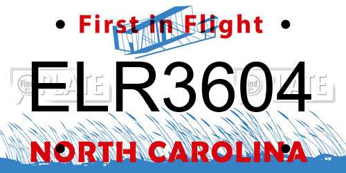 ELR3604 North Carolina License Plate