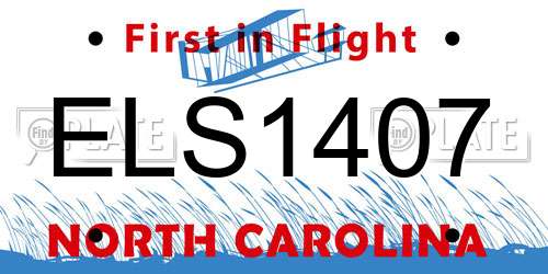 ELS1407 North Carolina License Plate