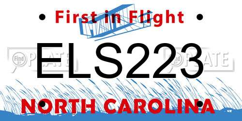 ELS223 North Carolina License Plate