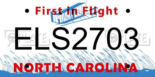 ELS2703 North Carolina License Plate