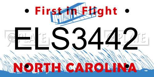 ELS3442 North Carolina License Plate