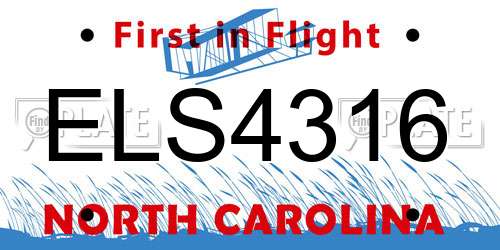 ELS4316 North Carolina License Plate