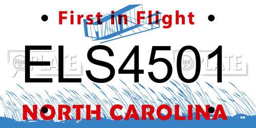 ELS4501 North Carolina License Plate
