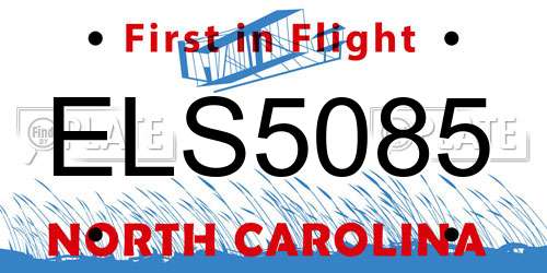 ELS5085 North Carolina License Plate