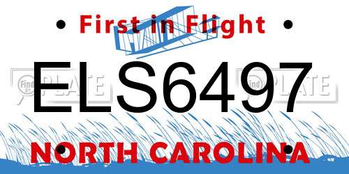 ELS6497 North Carolina License Plate