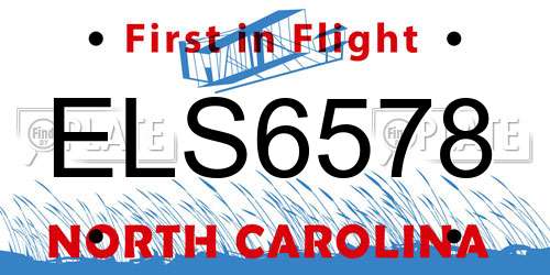 ELS6578 North Carolina License Plate