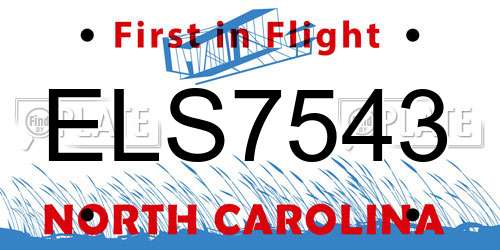 ELS7543 North Carolina License Plate