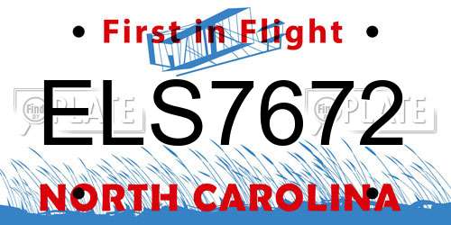 ELS7672 North Carolina License Plate