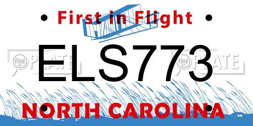 ELS773 North Carolina License Plate