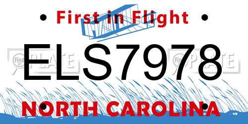 ELS7978 North Carolina License Plate