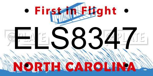 ELS8347 North Carolina License Plate