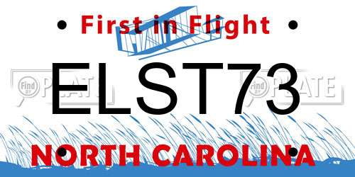 ELST73 North Carolina License Plate