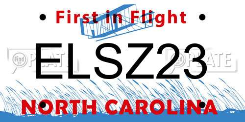 ELSZ23 North Carolina License Plate