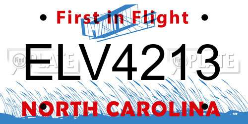 ELV4213 North Carolina License Plate
