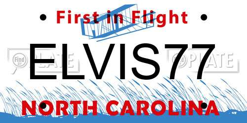 ELVIS77 North Carolina License Plate