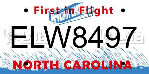 ELW8497 North Carolina License Plate