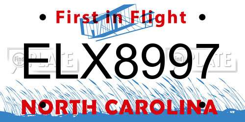 ELX8997 North Carolina License Plate